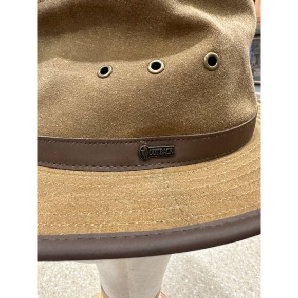 Mens Size Medium Original Outback Brown Oilskin Hat 100% Cotton with Koala Pouch - Picture 4 of 7